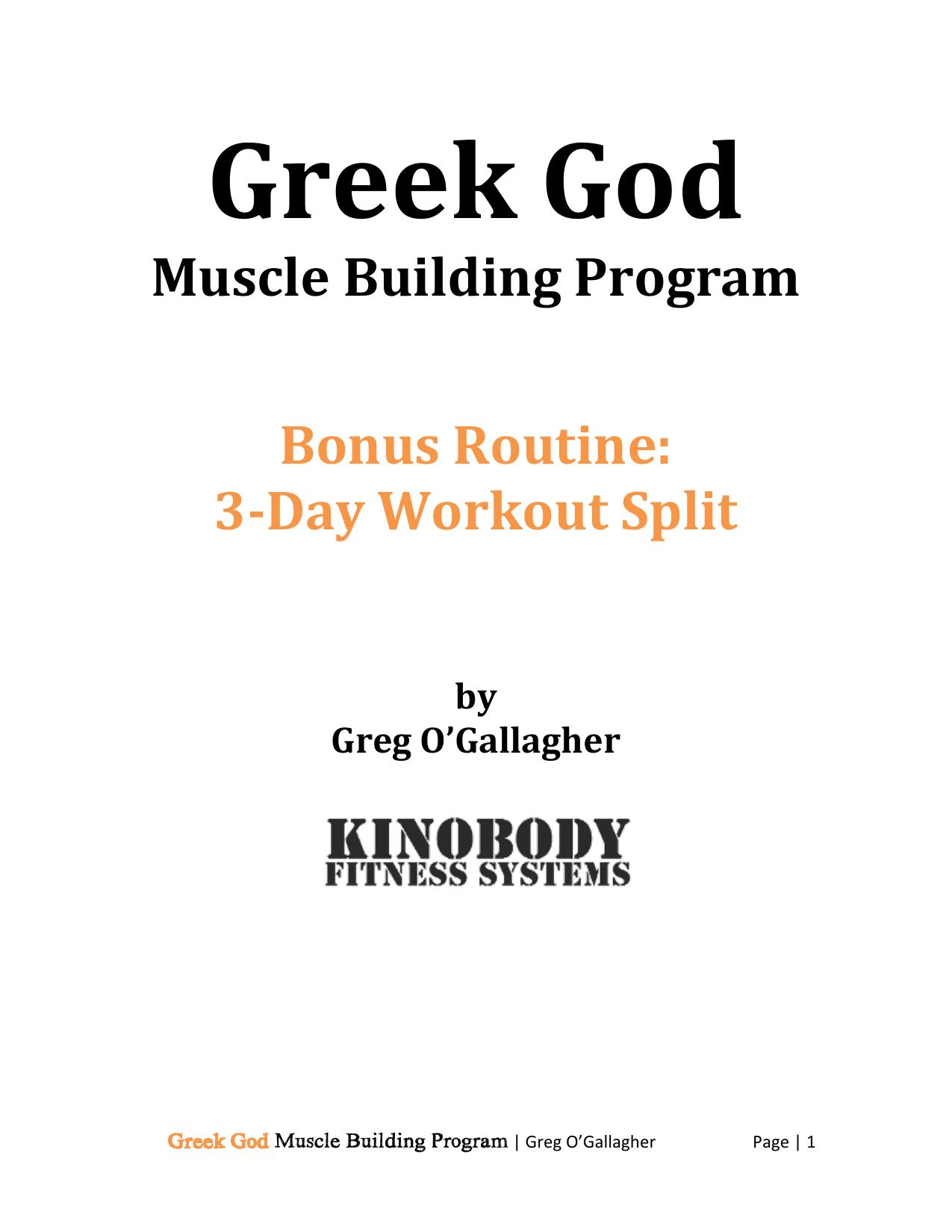 Greek God Program: Bonus Routine 3-Day Workout Split