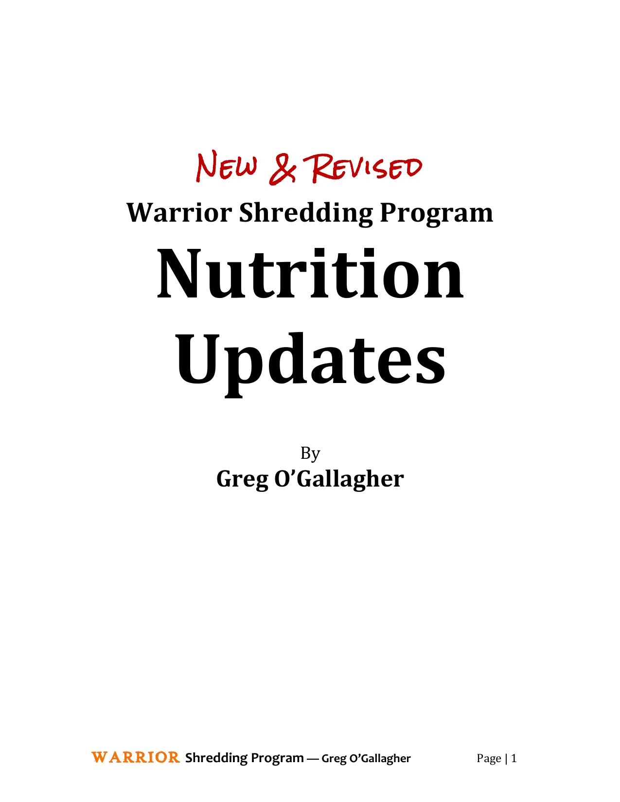 Warrior Shredding Program: Nutrition Updates