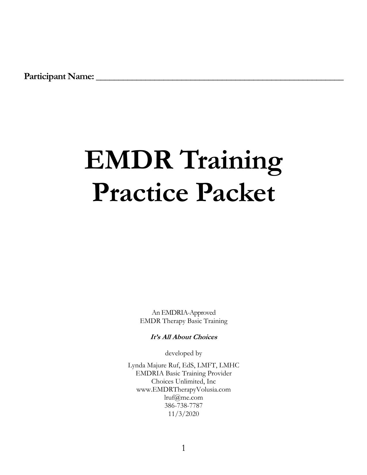 EMDR Training Practice Packet