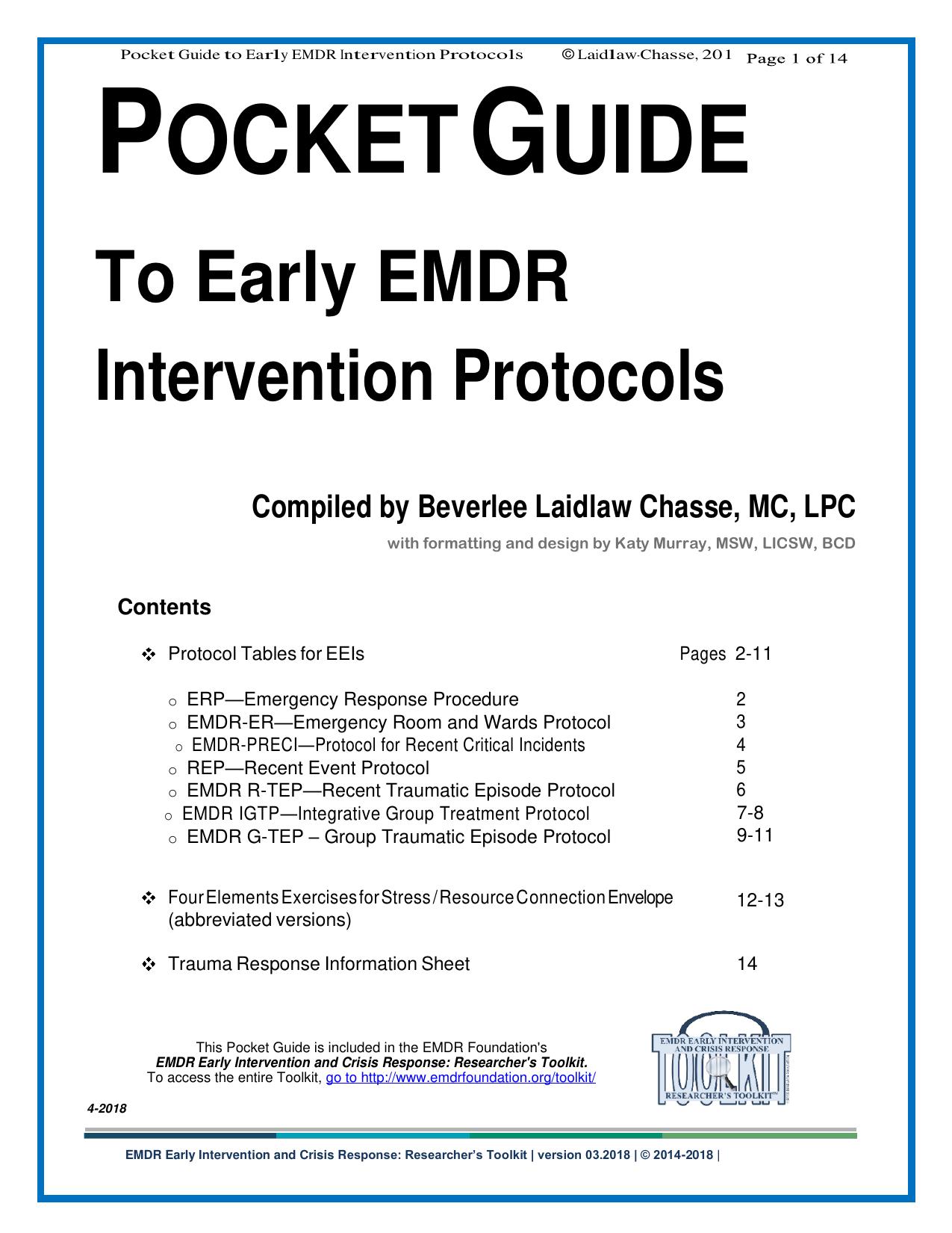 Pocket Guide to Early EMDR Intervention Protocols