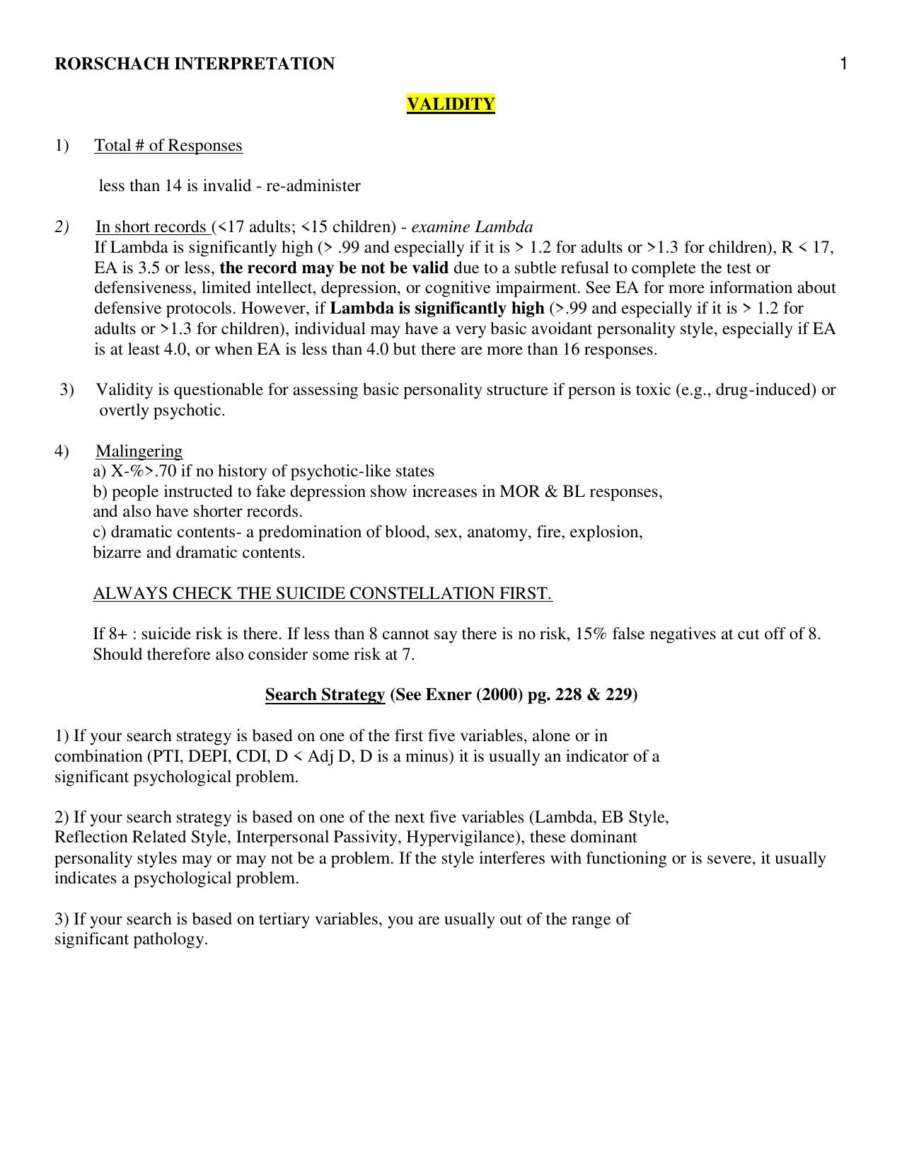 Personality Assessment: MMPI Validity